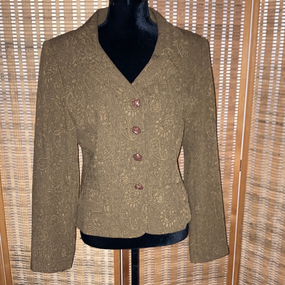 Vintage Giorgio Sant' Angelo | Women’s Brown Paisley Blazer/Coat - Size 12